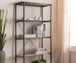 Real Living Rustic 5-Shelf Bookcase -FurniHub Store 810343917 2