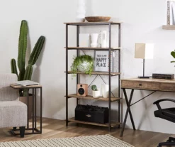 Real Living Rustic 5-Shelf Bookcase -FurniHub Store 810343917 21