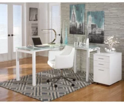 Baraga White L-Shaped Corner Desk -FurniHub Store 810389269 1