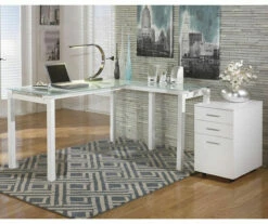 Baraga White L-Shaped Corner Desk -FurniHub Store 810389269 3