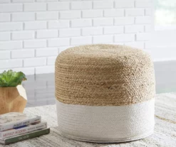 Sweed Valley Natural & White Round Pouf 5 Sweed Valley Natural & White Round Pouf -FurniHub Store 810389291