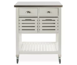 Laurie White Steel Top Kitchen Cart With Drawers -FurniHub Store 810389514 2