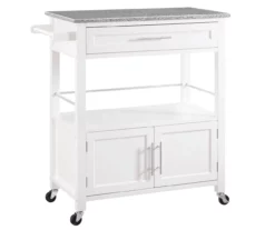 White Double Door Kitchen Cart With Granite Top -FurniHub Store 810389516 1 1