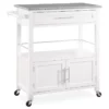 White Double Door Kitchen Cart With Granite Top -FurniHub Store 810389516 1