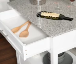 White Double Door Kitchen Cart With Granite Top -FurniHub Store 810389516 3