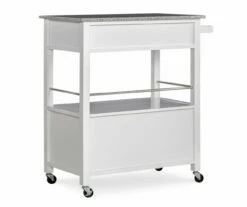 White Double Door Kitchen Cart With Granite Top -FurniHub Store 810389516 4