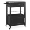 Ree Black Granite Top Kitchen Cart With Storage 2 Ree Black Granite Top Kitchen Cart With Storage -FurniHub Store 810389519 2