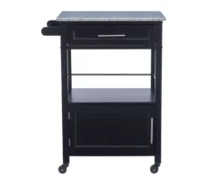 Ree Black Granite Top Kitchen Cart With Storage -FurniHub Store 810389519 A0 2