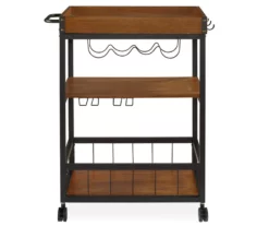 Luke Industrial Kitchen Cart With Wine Storage -FurniHub Store 810389531 2