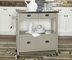Gray Steel Top Kitchen Cart With Drawers -FurniHub Store 810389532 3