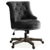 Charcoal Gray Button Tufted Office Chair With Wood Base -FurniHub Store 810389620 1