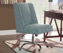Aqua Square Back Office Chair With Nailhead Trim -FurniHub Store 810389622 4