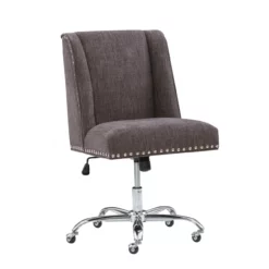 Charcoal Gray Square Back Office Chair With Nailhead Trim -FurniHub Store 810389623 1 1