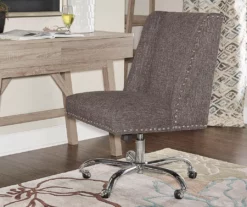 Charcoal Gray Square Back Office Chair With Nailhead Trim -FurniHub Store 810389623 1