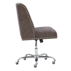 Charcoal Gray Square Back Office Chair With Nailhead Trim -FurniHub Store 810389623 5