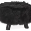Bailey Black Faux Fur Ottoman Stool 2 Bailey Black Faux Fur Ottoman Stool -FurniHub Store 810389628