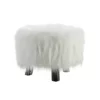 Bailey White Faux Fur Ottoman Stool -FurniHub Store 810389629 1