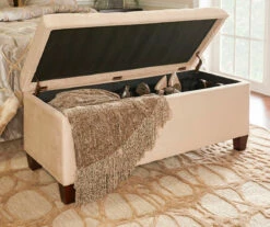 Erin Beige Padded Shoe Storage Ottoman -FurniHub Store 810389630 4