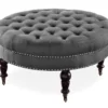 Claire Charcoal Round French Country Ottoman 2 Claire Charcoal Round French Country Ottoman -FurniHub Store 810389633 1