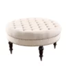 Claire Cream Round French Country Ottoman -FurniHub Store 810389634 1