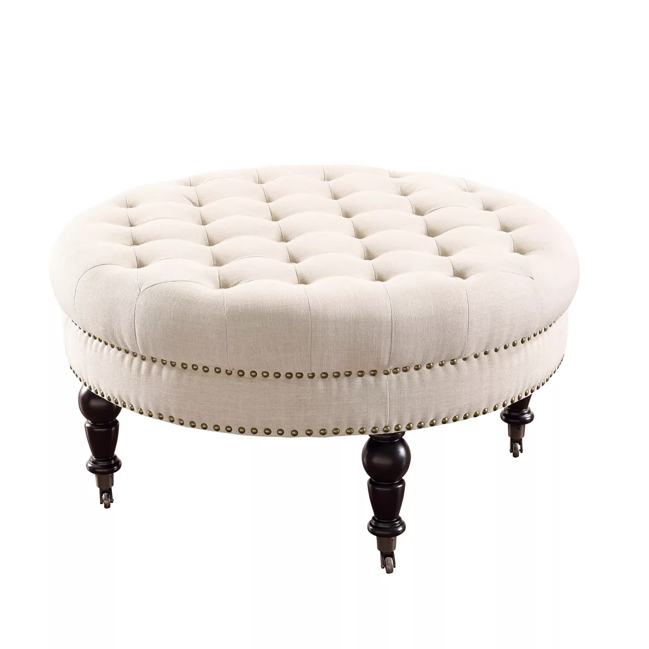 Claire Cream Round French Country Ottoman 3 Claire Cream Round French Country Ottoman