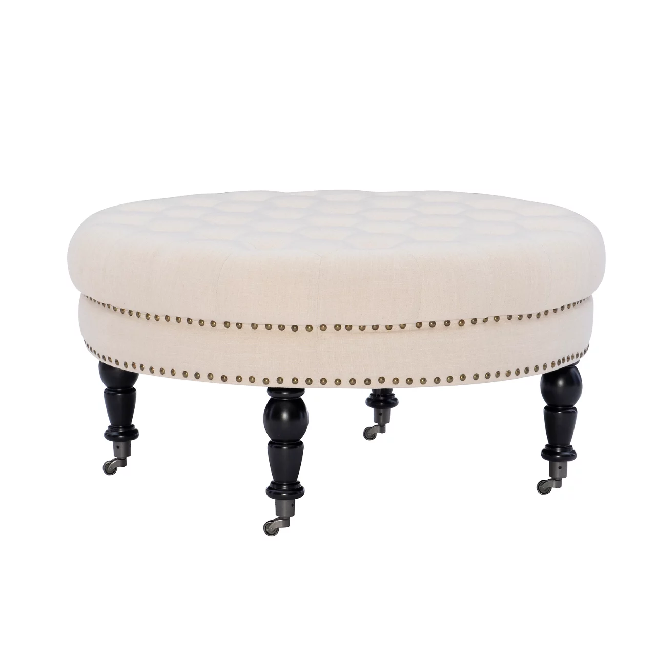 Claire Cream Round French Country Ottoman 6 Claire Cream Round French Country Ottoman - Image 4