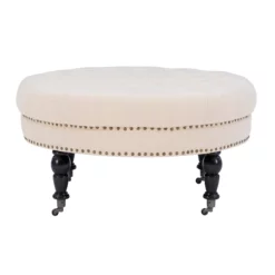 Claire Cream Round French Country Ottoman 11 Claire Cream Round French Country Ottoman -FurniHub Store 810389634 5