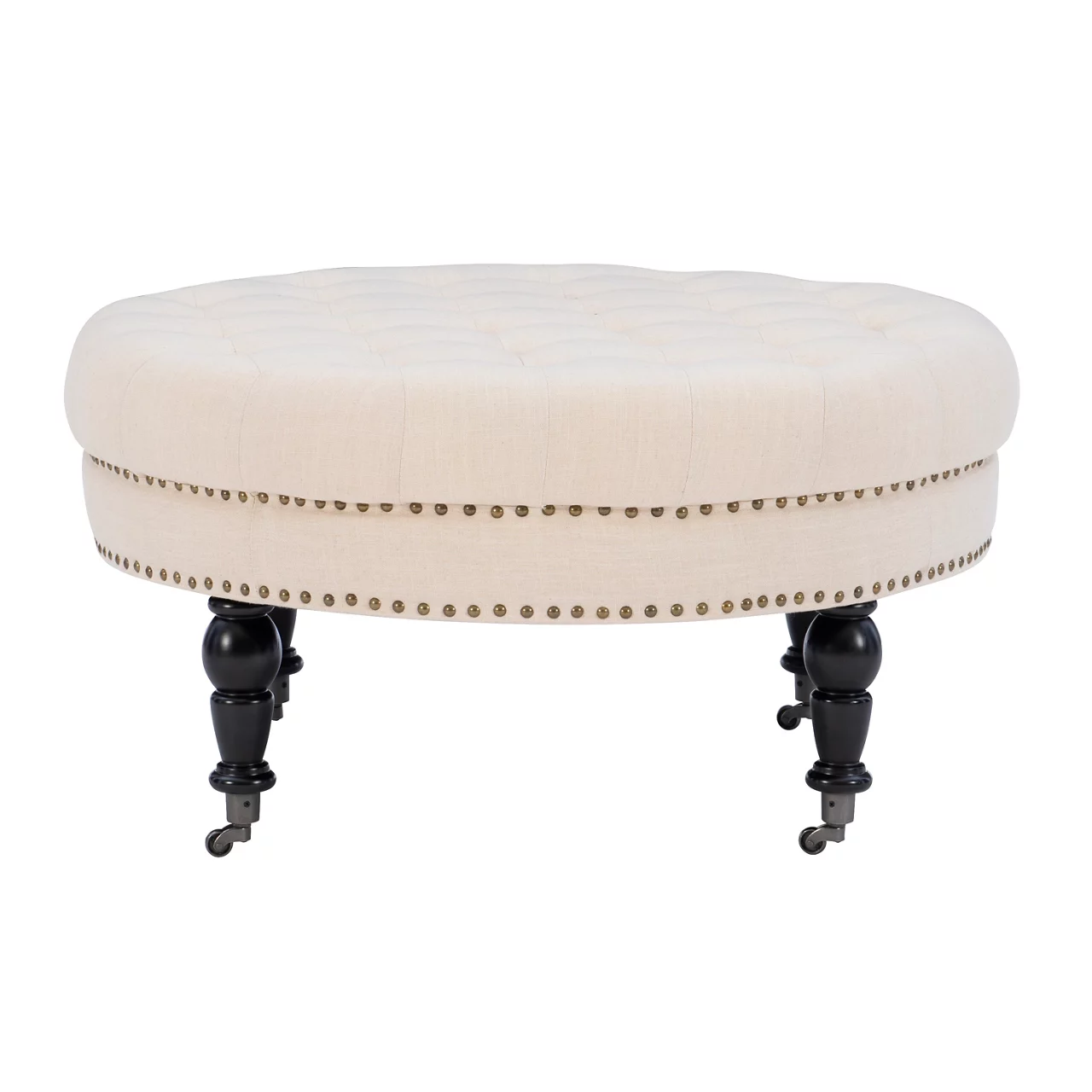 Claire Cream Round French Country Ottoman 7 Claire Cream Round French Country Ottoman - Image 5