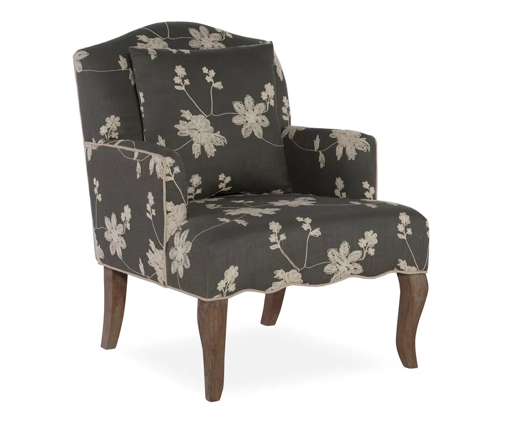 Gray Floral Bergere Armchair 3 Gray Floral Bergere Armchair