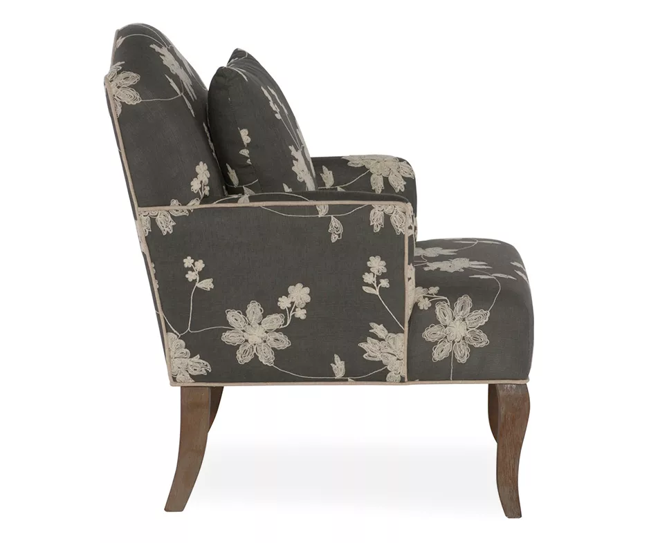 Gray Floral Bergere Armchair 7 Gray Floral Bergere Armchair - Image 5