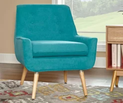 Sara Blue Flannel Mid-Century Accent Chair -FurniHub Store 810389652 1 2