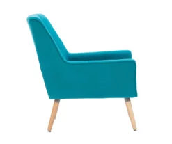 Sara Blue Flannel Mid-Century Accent Chair -FurniHub Store 810389652 A0 3