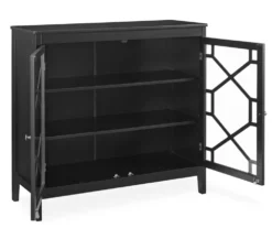 Ava Black Geometric 2-Door Cabinet -FurniHub Store 810389696 2