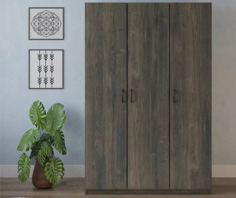 Rodeo Weathered Oak 3-Door Wardrobe 4 Rodeo Weathered Oak 3-Door Wardrobe - Image 2
