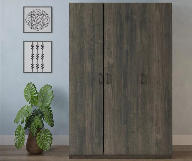 Rodeo Weathered Oak 3-Door Wardrobe 5 Rodeo Weathered Oak 3-Door Wardrobe - Image 3