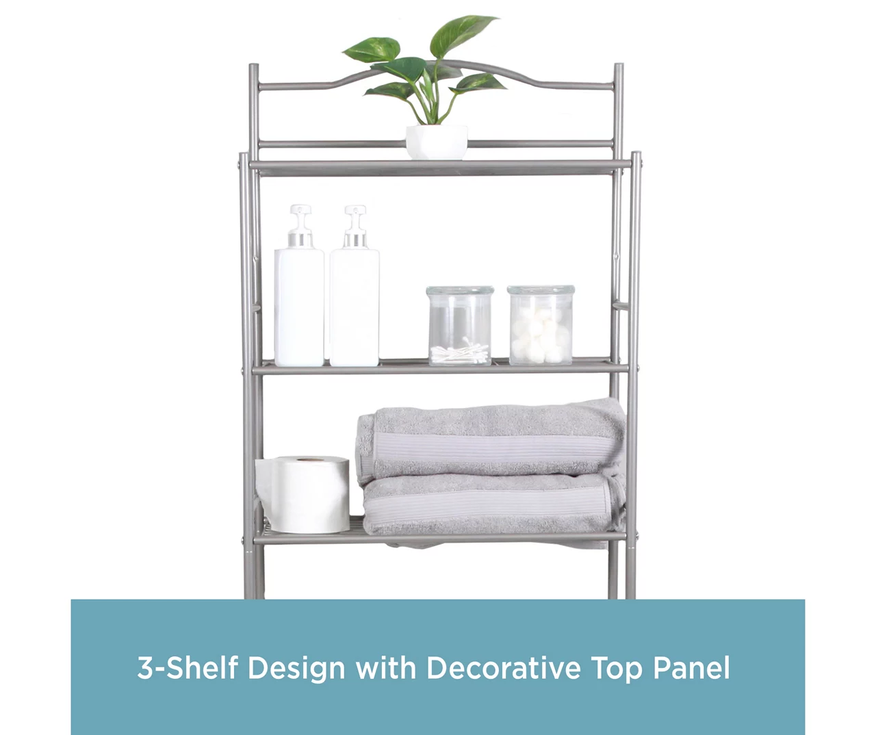 Polished Pewter Over-the-Toilet Space Saver 4 Polished Pewter Over-the-Toilet Space Saver - Image 3