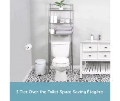 Polished Pewter Over-the-Toilet Space Saver 9 Polished Pewter Over-the-Toilet Space Saver -FurniHub Store 810418048 A0 4