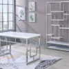 Alize White & Chrome Geometric Bookcase 1 Alize White & Chrome Geometric Bookcase -FurniHub Store 810422877 810422878
