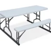 White Resin 2-Bench Picnic Table -FurniHub Store 810425067 1
