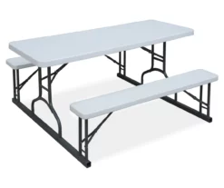 White Resin 2-Bench Picnic Table