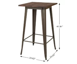 Elm Wood Rustic Wood & Steel Square Bar Table -FurniHub Store 810428889 2