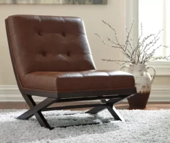 Sidewinder Brown Faux Leather Accent Chair -FurniHub Store 810431434