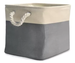 Gray & Cream Fabric Storage Bin With Rope Handles -FurniHub Store 810448615 21