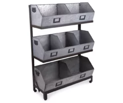 Galvanized Metal 3-Tier Storage Shelf -FurniHub Store 810450734 2