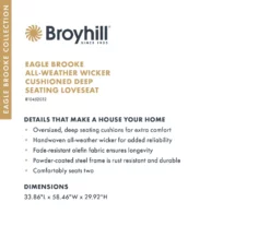 Broyhill Eagle Brooke All-Weather Wicker Cushioned Patio Loveseat 34 Broyhill Eagle Brooke All-Weather Wicker Cushioned Patio Loveseat -FurniHub Store 810452032 13