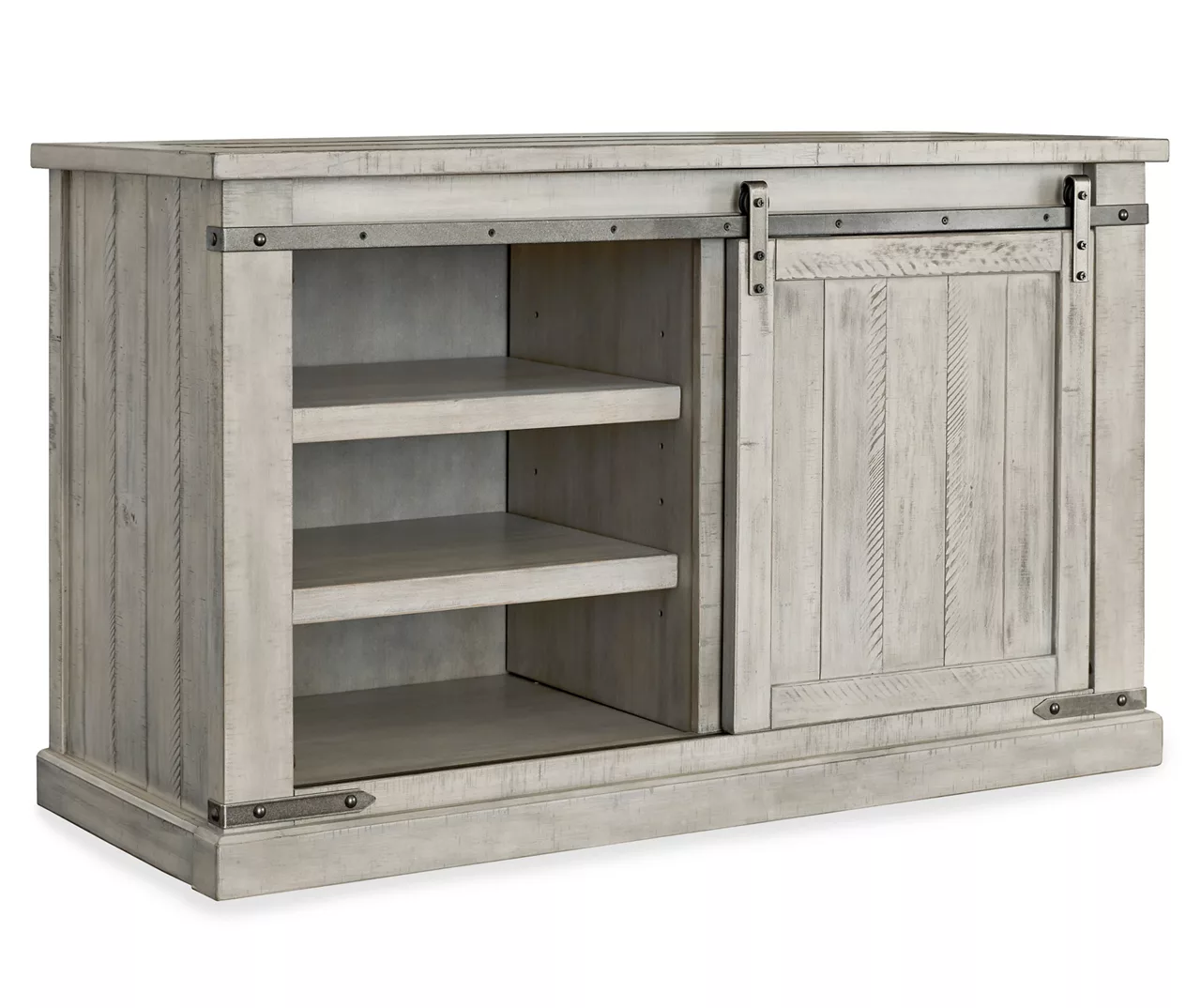 Carynhurst Whitewash Sliding Barn Door TV Stand 4 Carynhurst Whitewash Sliding Barn Door TV Stand - Image 2