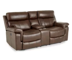 Wellsley Leather Power Reclining Console Loveseat -FurniHub Store 810469259 2
