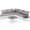 White 6-Piece Aluminum Cushioned Patio Sectional & Coffee Table Set -FurniHub Store 810477587