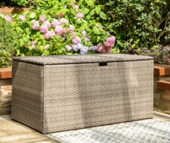 Gray 140-Gallon All-Weather Wicker Storage Deck Box -FurniHub Store 810477588 A0 5