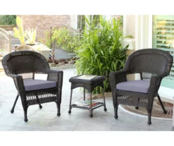 Espresso 3-Piece Cushioned Patio All-Weather Wicker Chat Set 39 Espresso 3-Piece Cushioned Patio All-Weather Wicker Chat Set -FurniHub Store 810478210 1